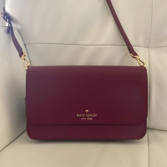 kate spade Burgundy Crossbody Bag with Gold Hardware - Picture 1 of 5